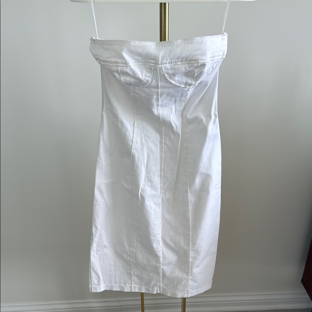 Vintage DOLCE & GABBANA White Denim Corset Dress IT44 US8 | 2009 Zip Back